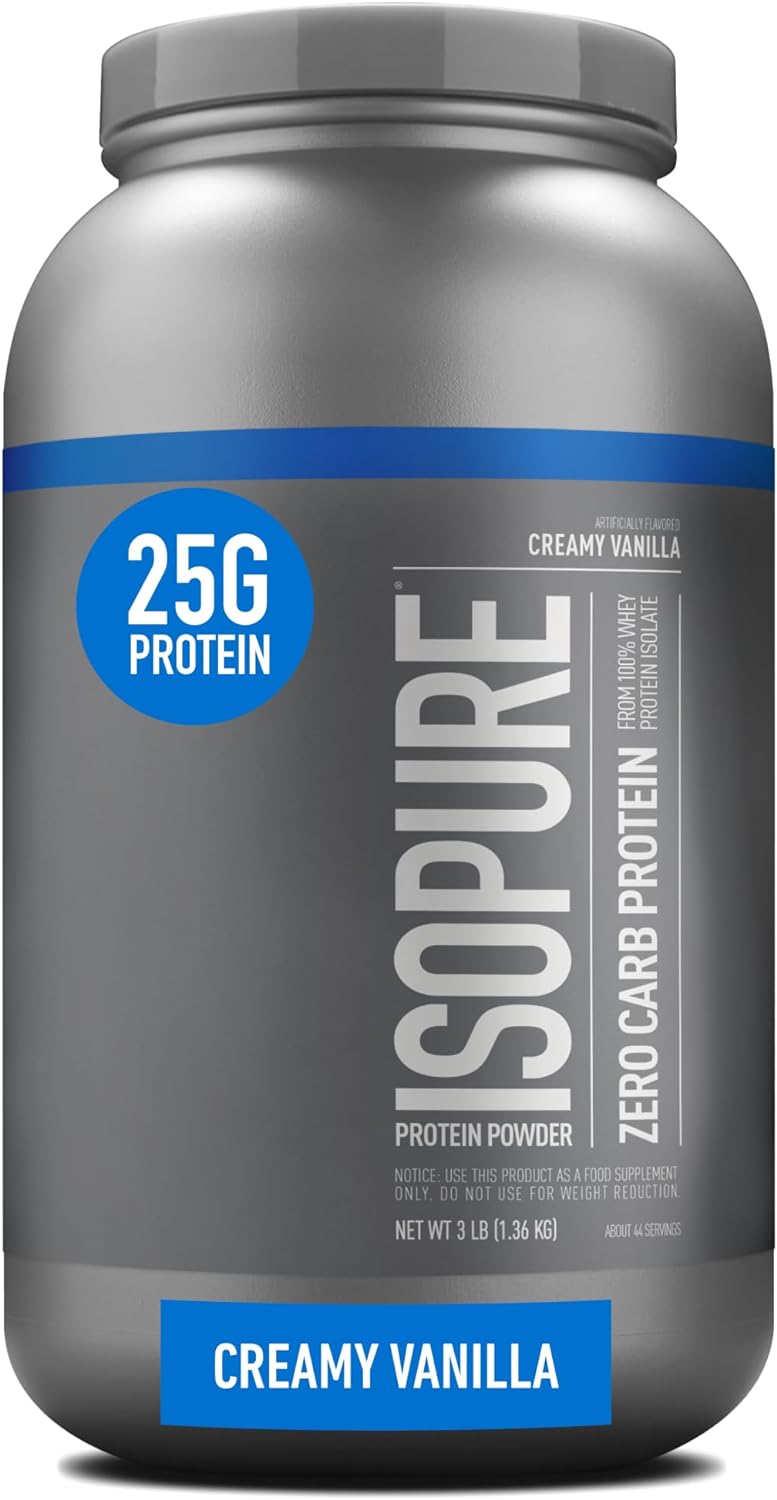 Isopure Protein Powder, Creamy Vanilla Whey Isolate with Vitamin C & Zinc for Immune Support