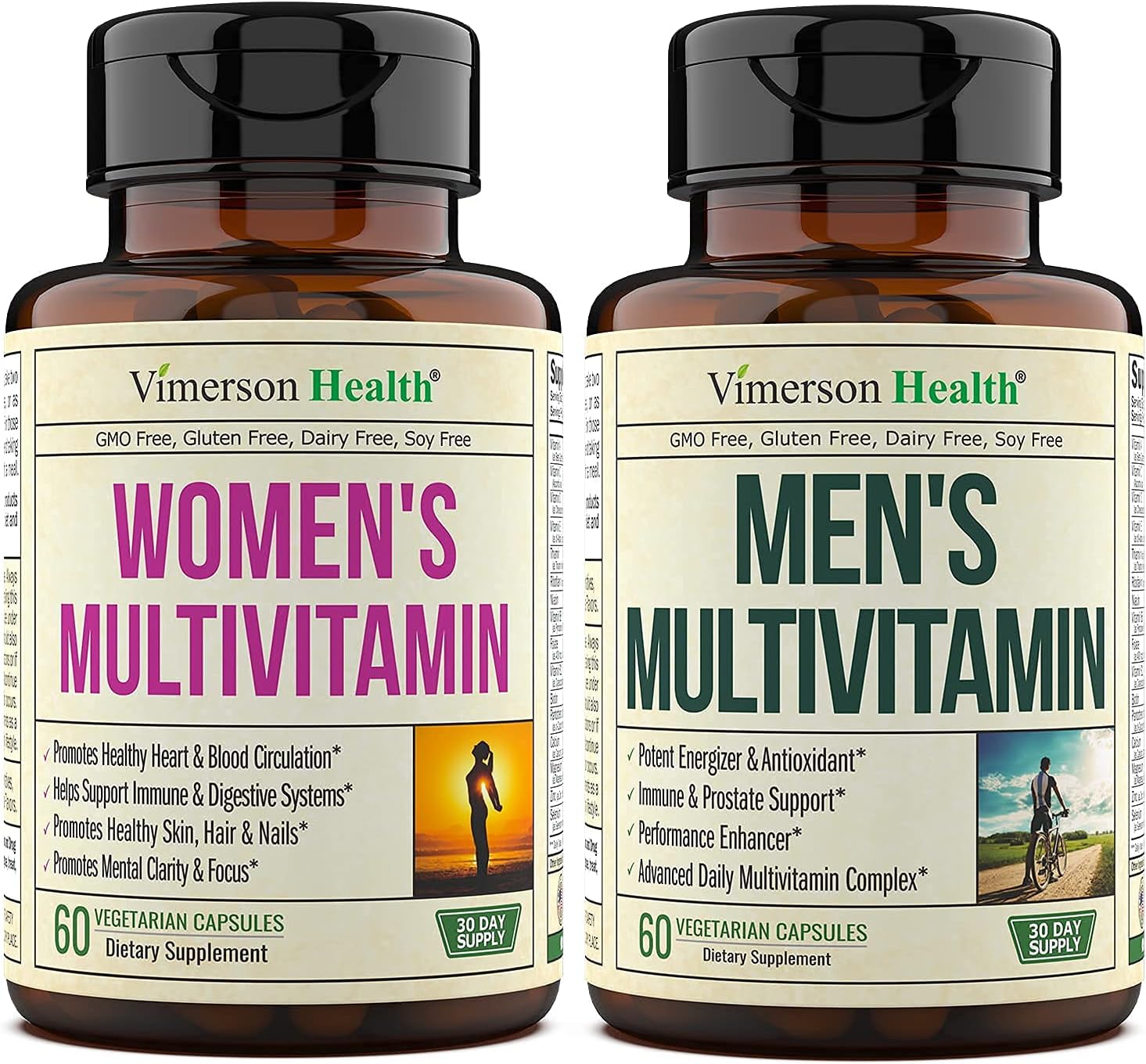 Vimerson Health Multivitamin Multimineral Supplement for Men + Women 2-Bottle Bundle.