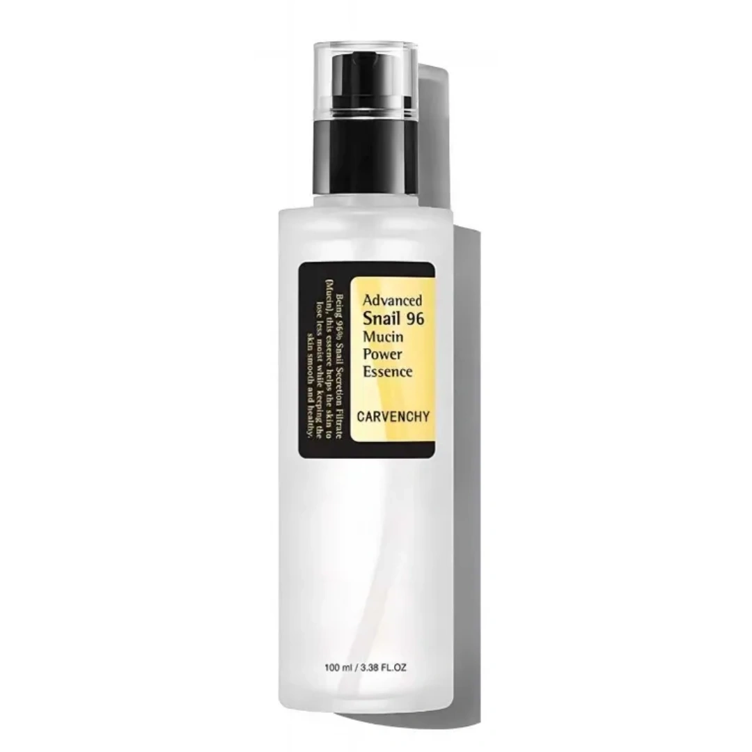 A skin care product called "Advanced Snail 96 Mucin Power Essence" contains snail Mucin