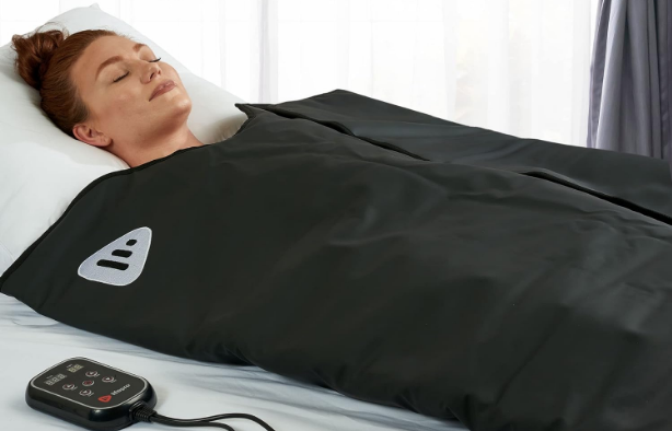 Woman in Infrared Sauna Blanket