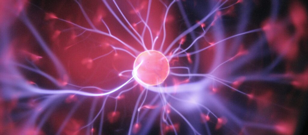 Electrical currents in neurons.